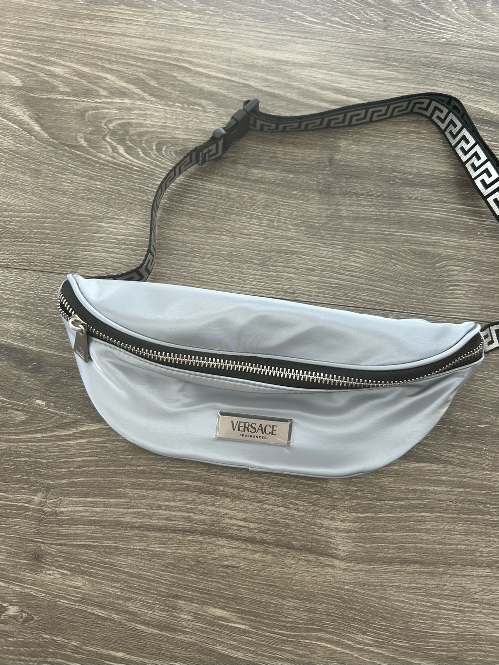 Versace Light Gray Logo Strap Belt Bag